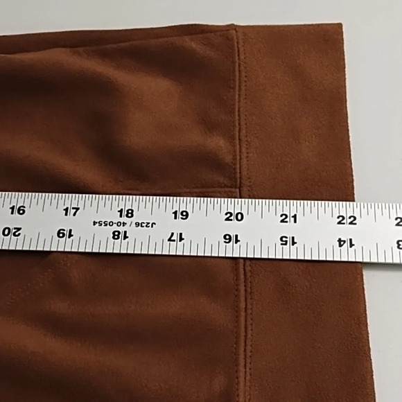 Rusty Brown Soft Comfy Faux Suede Hoodie Zip Front Jacket Med 8/10 - Picture 11 of 11